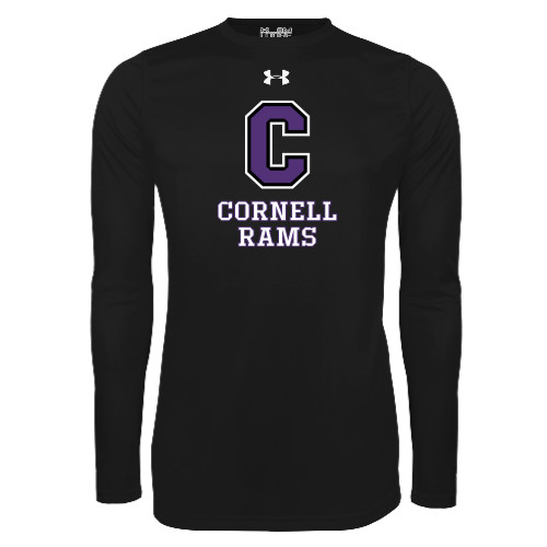  Under Armour Black Long Sleeve Tech Tee - Cornell Rams Stacked