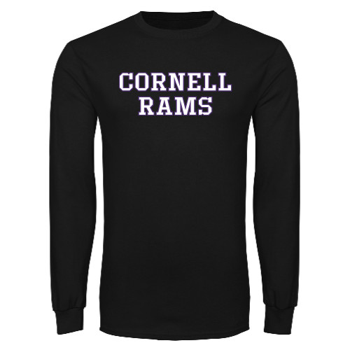  Black Long Sleeve T Shirt - Cornell Rams Wordmark Stacked