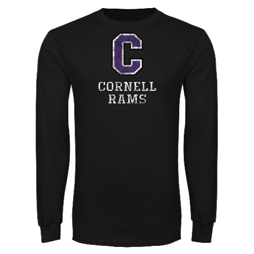  Black Long Sleeve T Shirt - Cornell Rams Distressed