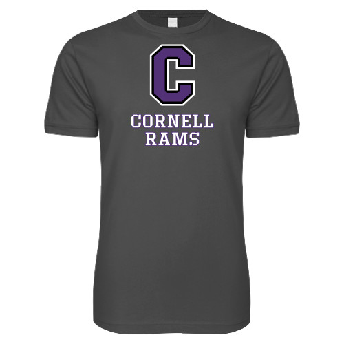  Next Level Charcoal SoftStyle T Shirt - Cornell Rams Stacked