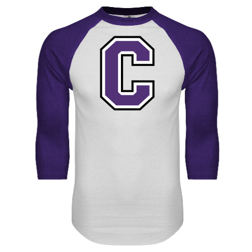  White/Purple Raglan Baseball T Shirt - Cornell C