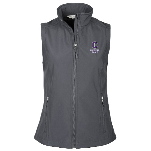  Womens Charcoal Core Softshell Vest - Cornell Rams Stacked