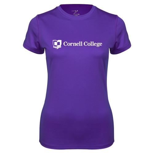  Womens Purple Performance Tee - Cornell College Logo