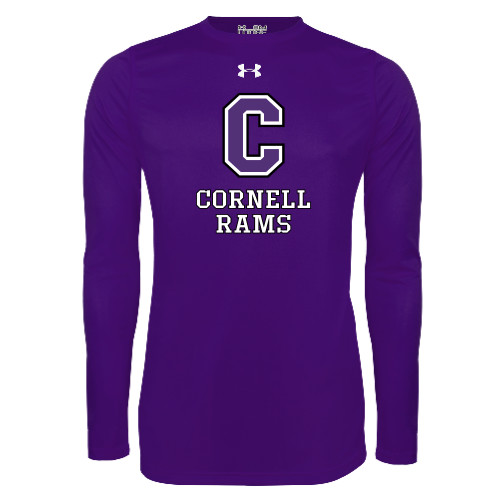  Under Armour Purple Long Sleeve Tech Tee - Cornell Rams Stacked