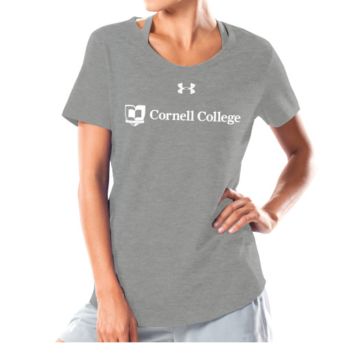  Under Armour Womens Grey Charged Cotton Tee - Cornell College Logo