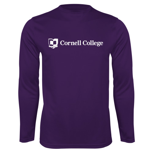  Purple Performance Long Sleeve Shirt - Cornell College Logo