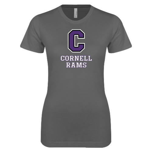  Next Level Womens Charcoal Boyfriend Tee - Cornell Rams Stacked