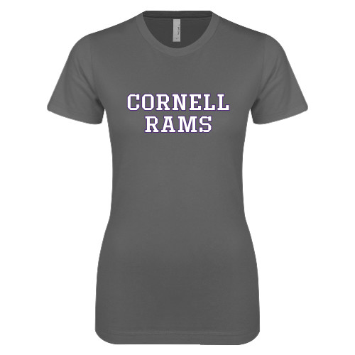  Next Level Womens Charcoal Boyfriend Tee - Cornell Rams Wordmark Stacked