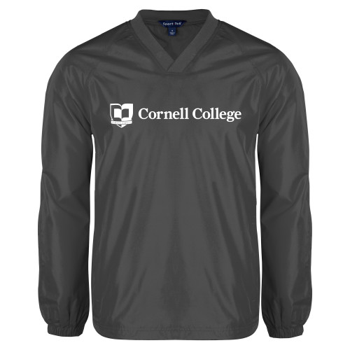  Charcoal V Neck Raglan Windshirt - Cornell College Logo