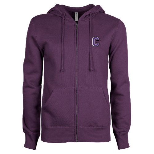  ENZA Womens Purple Fleece Full Zip Hoodie - Cornell C