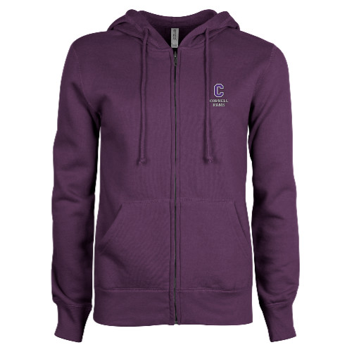  ENZA Womens Purple Fleece Full Zip Hoodie - Cornell Rams Stacked