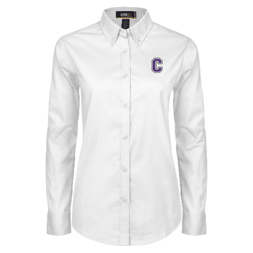  Womens White Twill Button Down Long Sleeve - Cornell C