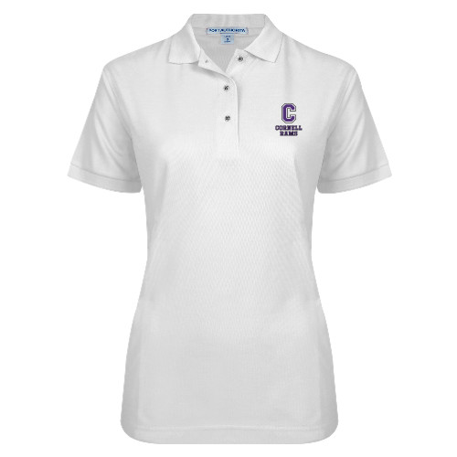  Womens Silk Touch White Pique Polo - Cornell Rams Stacked