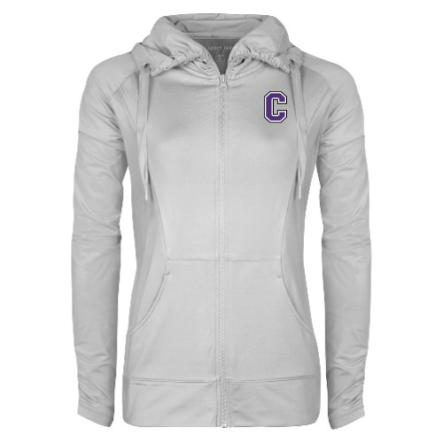 Womens White Sport Wick Stretch Full Zip Jacket - Cornell C