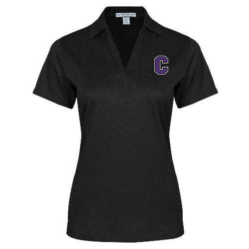  Womens Black Performance Fine Jacquard Polo - Cornell C