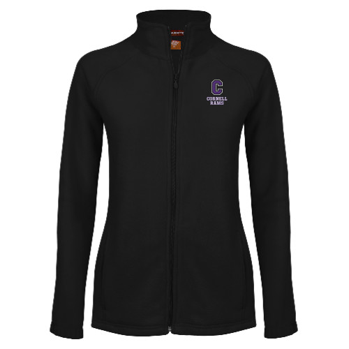  Womens Black Fleece Full Zip Jacket - Cornell Rams Stacked
