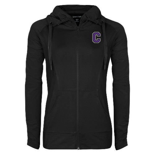  Womens Black Sport Wick Stretch Full Zip Jacket - Cornell C