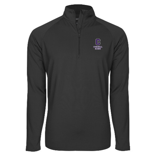  Sport Tek Charcoal Sport Wick Stretch 1/2 Zip Pullover - Cornell Rams Stacked