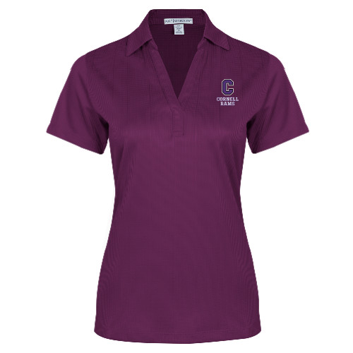  Womens Purple Performance Fine Jacquard Polo - Cornell Rams Stacked
