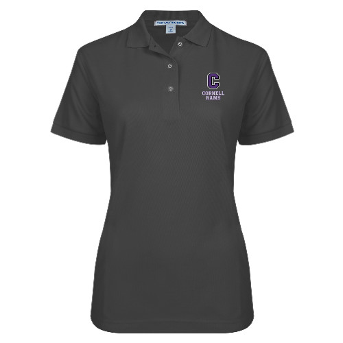  Womens Silk Touch Charcoal Pique Polo - Cornell Rams Stacked