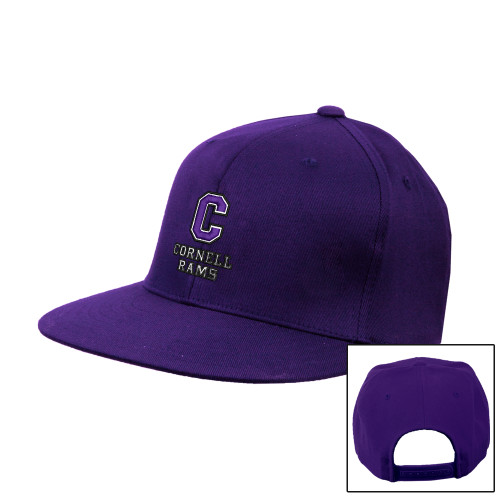  Purple Twill Flat Bill Snapback Hat - Cornell Rams Stacked