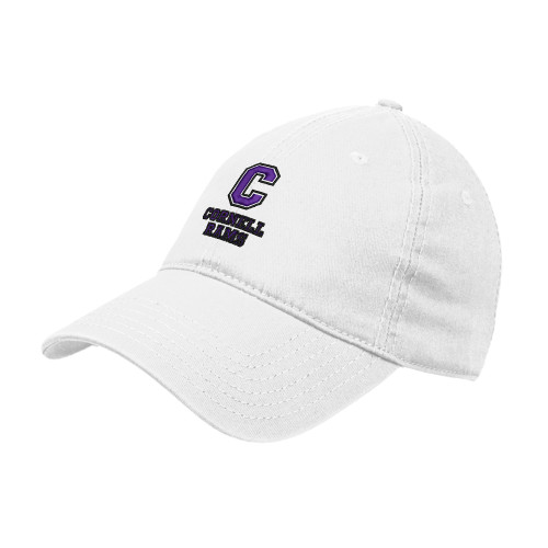  White Unstructured Adjustable Low Profile Hat - Cornell Rams Stacked