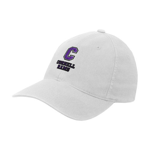  White Flexfit Structured Low Profile Hat - Cornell Rams Stacked