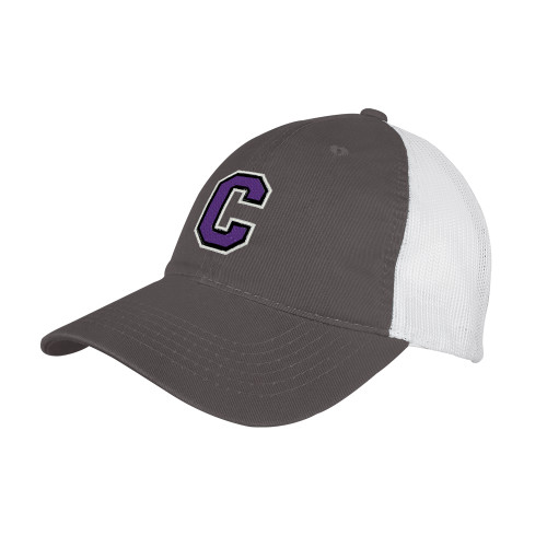  Charcoal/White Mesh Back Unstructured Low Profile Hat - Cornell C