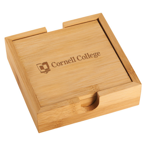  Bamboo Coaster Set - Cornell College Logo Engraved