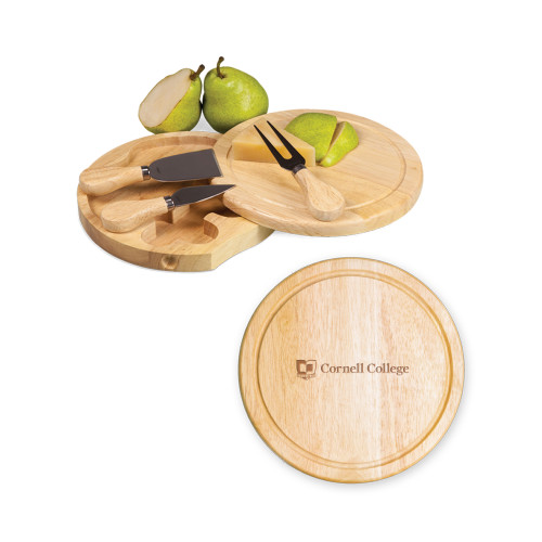  7.5 Inch Brie Circular Cutting Board Set - Cornell College Logo Engraved
