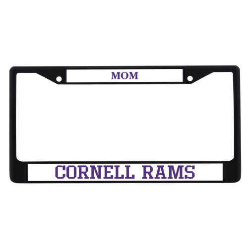  Mom Metal License Plate Frame in Black - Cornell Rams Wordmark Stacked