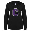 Thumbnail image for  ENZA Womens Black V Notch Raw Edge Fleece Hoodie