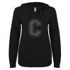 Thumbnail image for  ENZA Womens Black V Notch Raw Edge Fleece Hoodie