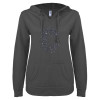 Thumbnail image for  ENZA Womens Dark Heather V Notch Raw Edge Fleece Hoodie