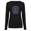 Thumbnail image for  Womens Black Long Sleeve V Neck Tee 