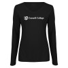 Thumbnail image for  Womens Black Long Sleeve V Neck Tee 