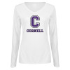 Thumbnail image for  Womens White Long Sleeve V Neck Tee