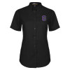 Thumbnail image for  Womens Black Twill Button Up Short Sleeve