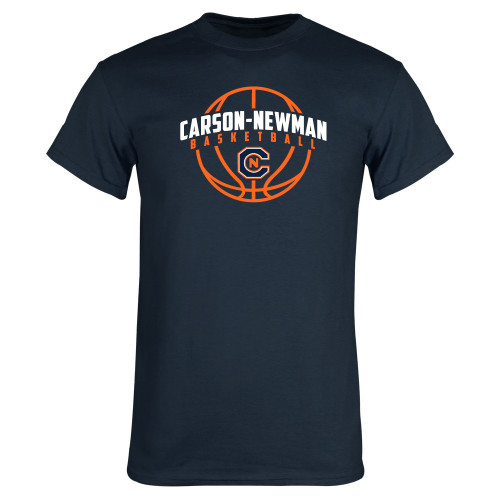  Navy T Shirt - Carson-Newman Basketball Arched w/ Ball