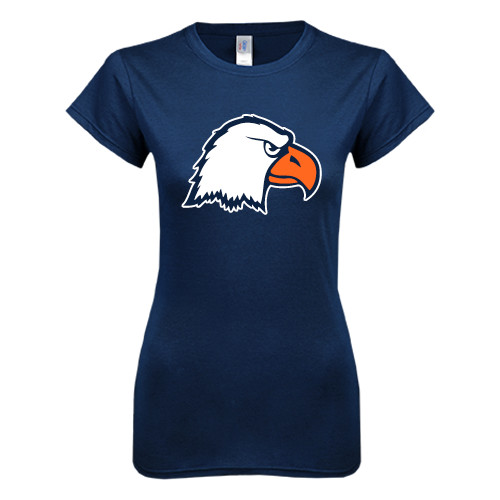  Next Level Womens Navy Boyfriend Tee - Eagle Head