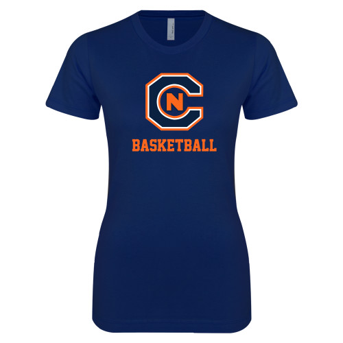  Next Level Womens Navy Boyfriend Tee - Basketball