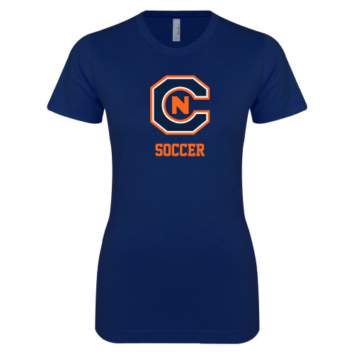  Next Level Womens Navy Boyfriend Tee - Soccer