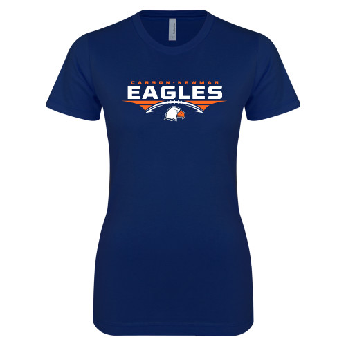  Next Level Womens Navy Boyfriend Tee - Carson-Newman Eagles Football Stacked