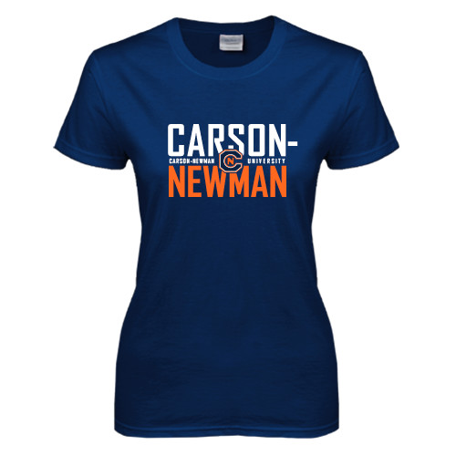  Womens Short Sleeve Navy Tee - Carson Newman Stacked