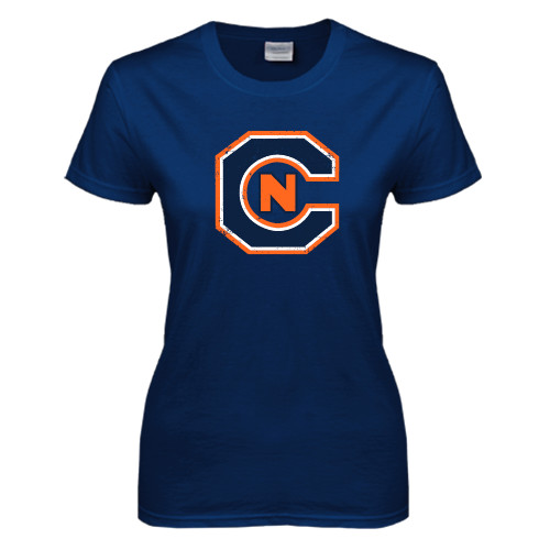  Womens Short Sleeve Navy Tee - Official Logo Distressed