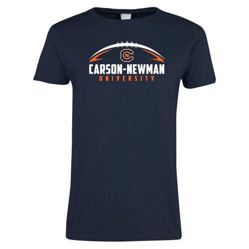  Womens Short Sleeve Navy Tee - Carson-Newman Football Stacked