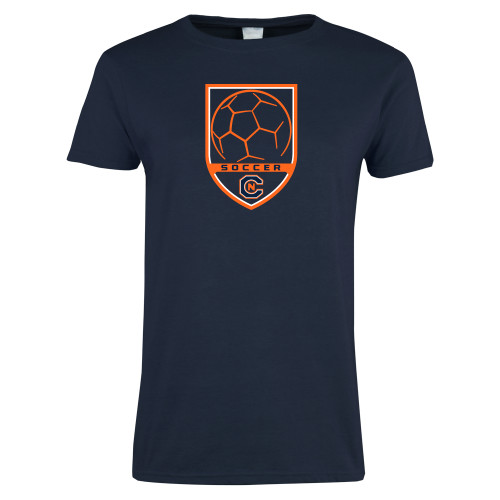  Womens Short Sleeve Navy Tee - Soccer Shield w/ Logo