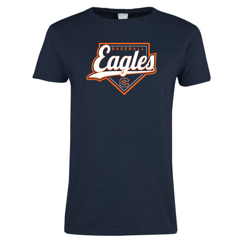  Womens Short Sleeve Navy Tee - Eagles Baseball Diamond w/ Script