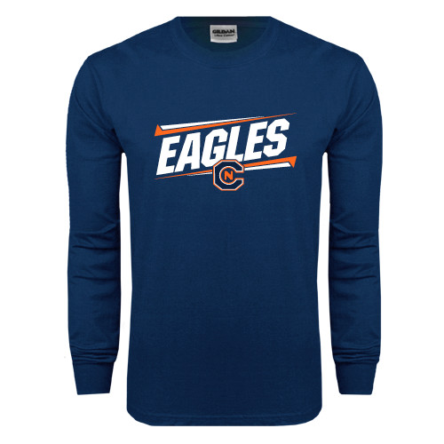  Navy Long Sleeve T-Shirt - Eagles Slanted w/ Logo