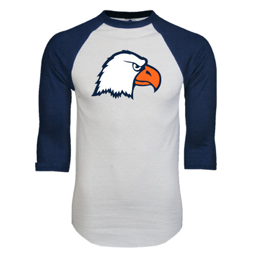  White/Navy Raglan Baseball T Shirt - Eagle Head